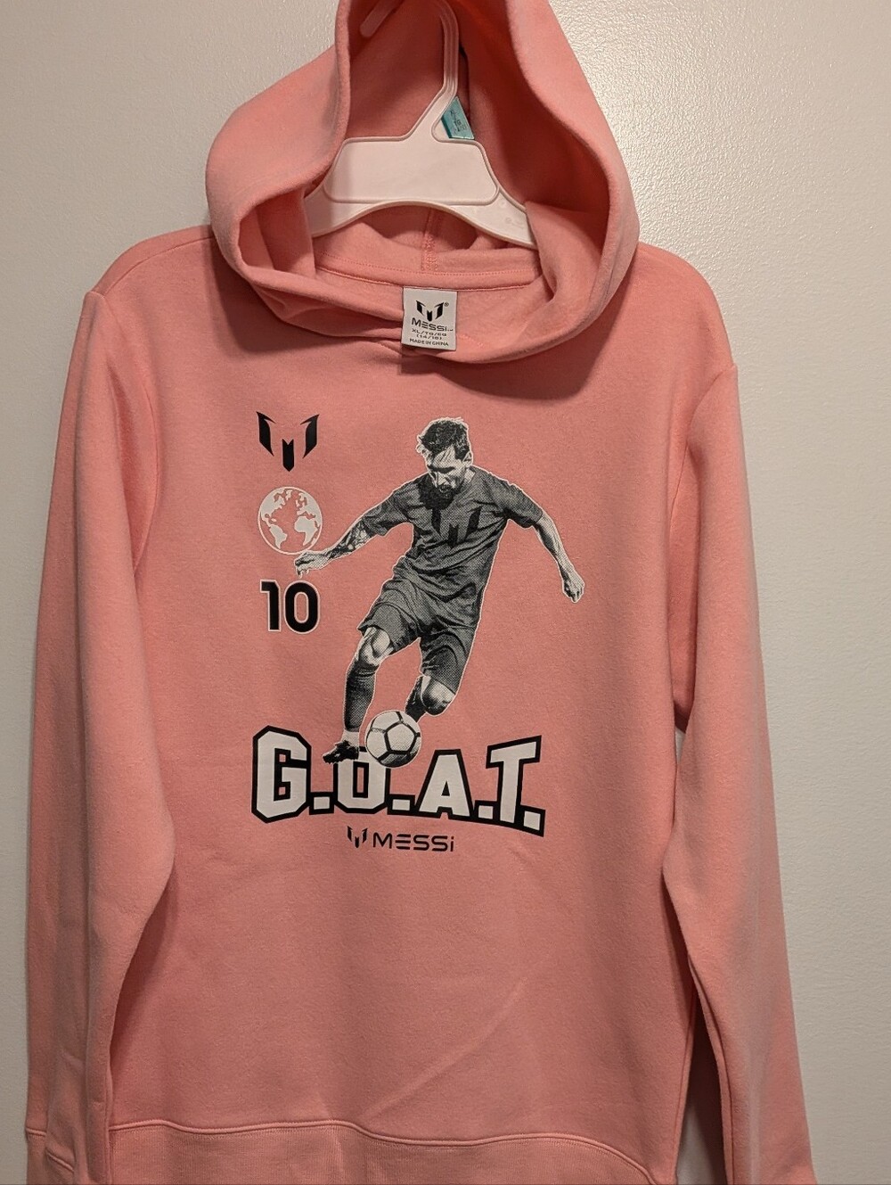 Kids Pink Messi G.O.A.T. Graphic Hoodie